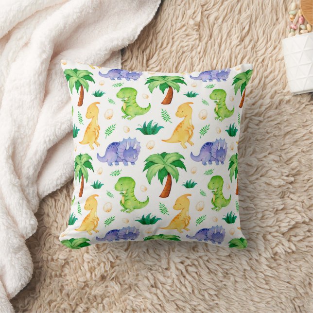 Coussin Cute Neon Aquarelle Dinosaur Motif (Couverture)