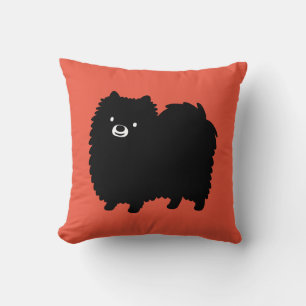 Coussin Cute Noir Poméranien Adorable Fluffy Chien