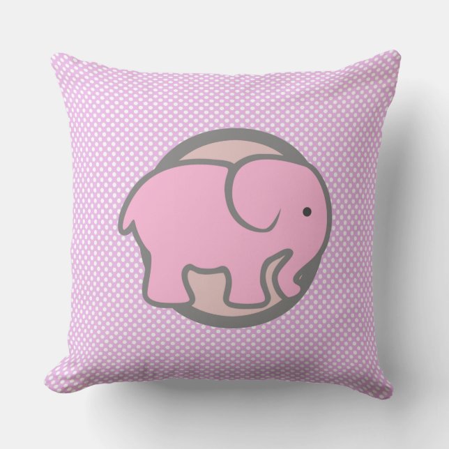 Coussin Cute Nursery Décor rose Elephant Polka point motif (Recto)
