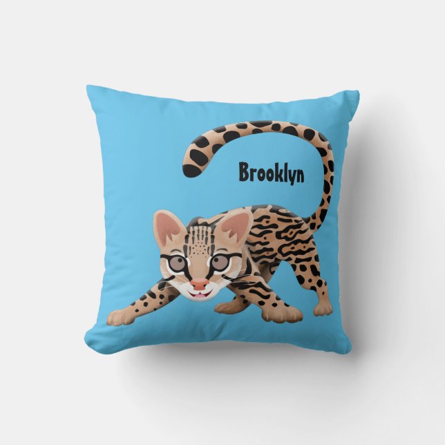 Coussin Cute ocelot cartoon illustration  (Recto)