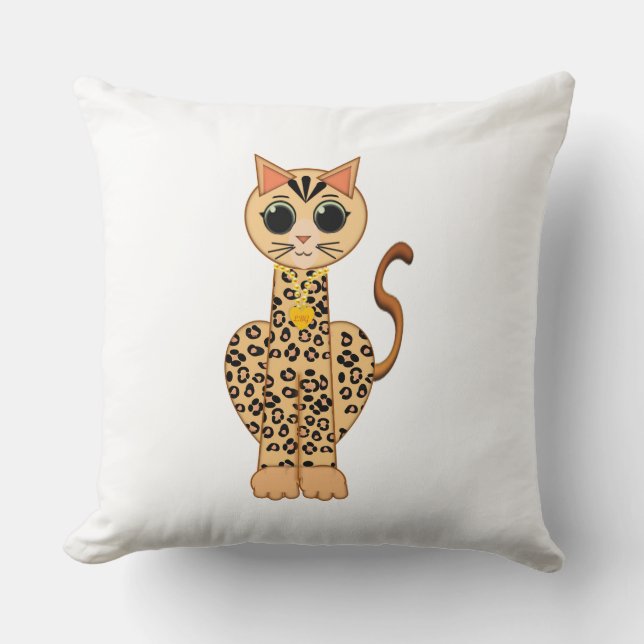 Coussin Cute Orange Spotted Bengal Cat on White (Recto)