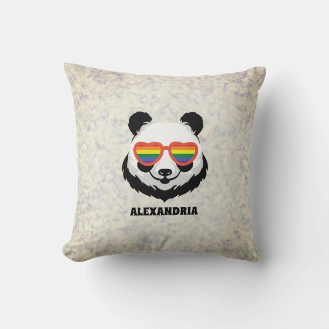 Coussin Cute Ours Panda | Arc en ciel | LGBTQ (Recto)