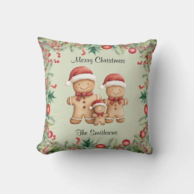Coussin Cute pain d'épices biscuit Noël de famille (Recto)