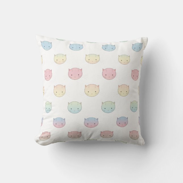 Coussin Cute Pastel Kitty Chat Façades Motif (Recto)