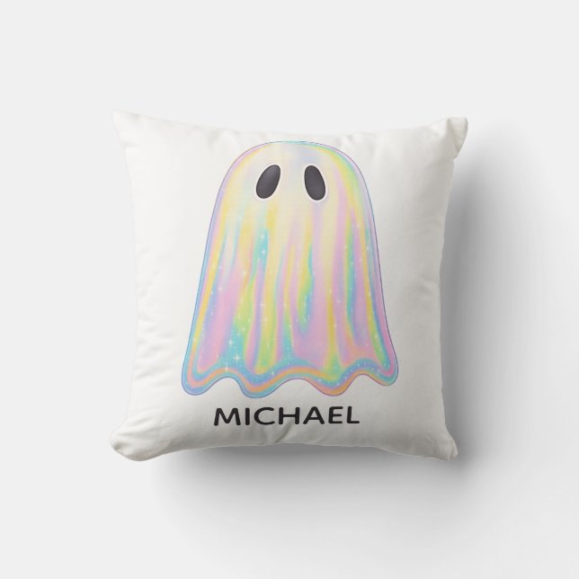 Coussin Cute Pastel Rainbow Ghost | Éffrayant esthétique (Recto)