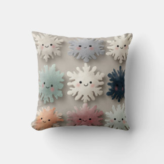 Coussin Cute Pastel Smiling Snowflake Throw Pillow