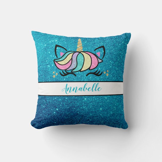 Coussin Cute Personnalisé Unicorne Florale Jeu d'oreiller (Recto)