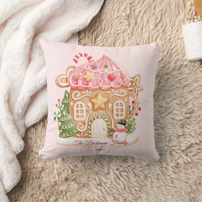 Coussin Cute Pink Gingpain Maison Nom de famille (Couverture)