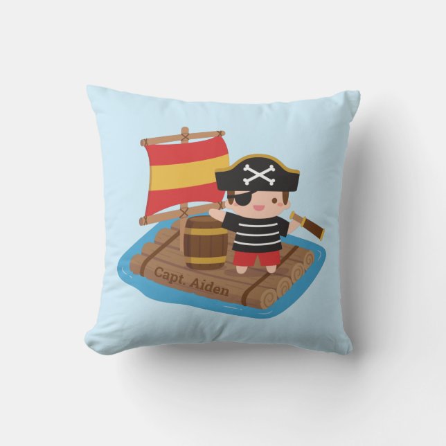 Coussin Cute Pirate Boys Sailing Adventure Kids Room (Recto)