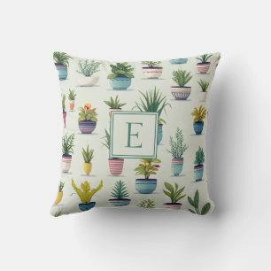 Coussin Cute Plante Monogramme Lover