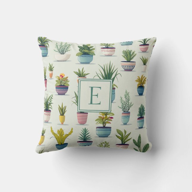Coussin Cute Plante Monogramme Lover (Verso)