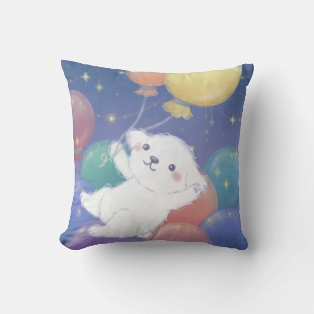 Coussin Cute Puppy with Balloons & Stars (Recto)