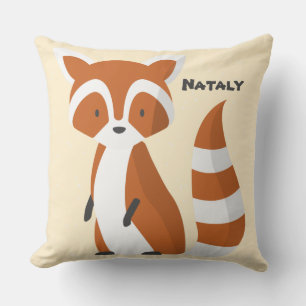 Coussin Cute Raccoon nom personnalisé pépinière safari ros