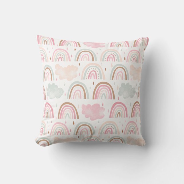 Coussin Cute Rainbow et Clouds Motif Nurserroom (Recto)
