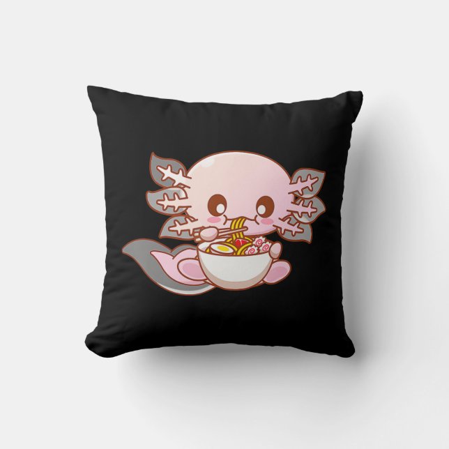 Coussin Cute Ramen Axolotl Kawaii Anime Japonaise Nourritu (Recto)
