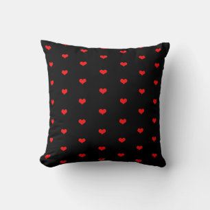 Coussin Cute Red Heart Motif Black Custom Home Décor