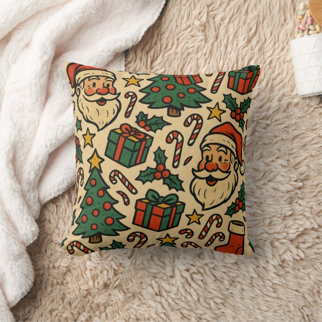 Coussin Cute retro Christmas icon pattern (Couverture)