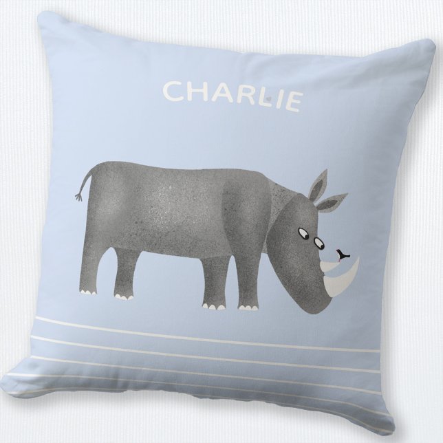 Coussin Cute Rhinoceros Personnalisé (Rhino personalized pillow)