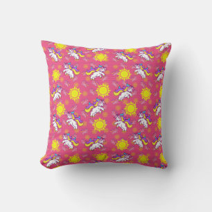 Coussin Cute rose chaud Sunny Unicorn Design Motif