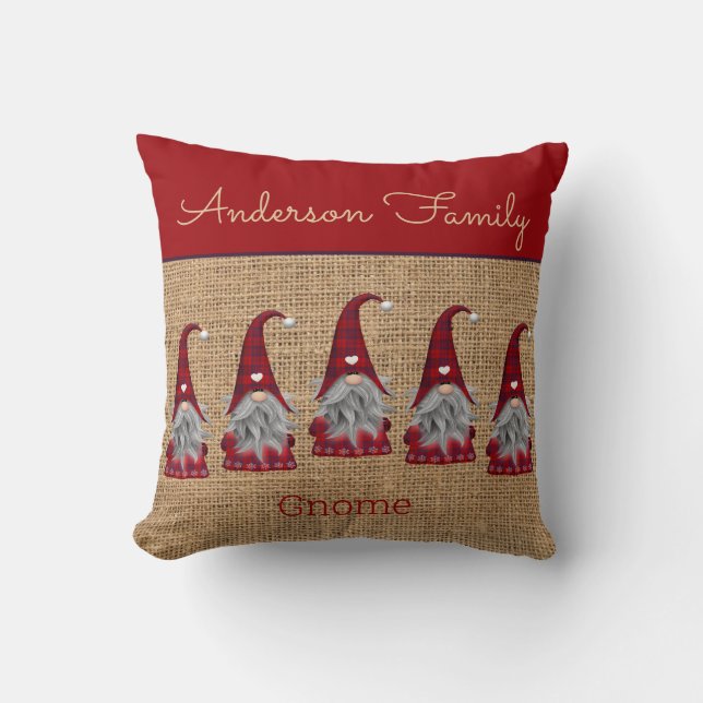 Coussin Cute Rustique Personnalisé Noël Gnome Elf (Recto)