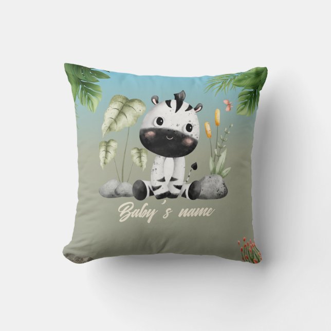 Coussin Cute Safari Animaux 2 côté Zebra Elephant (Recto)