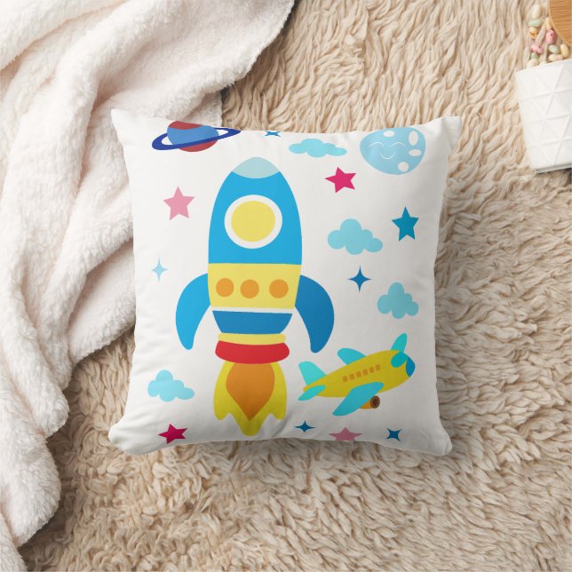 Coussin Cute Spacecraft Rocket Ships Pattern (Couverture)
