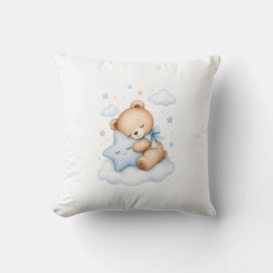 Coussin Cute Teddy Bear Sleeping on a Star Pillow Sweet