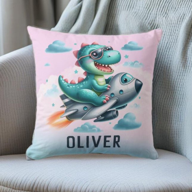 Coussin Cute Trex Dinosaur Avion volant (Créateur téléchargé)