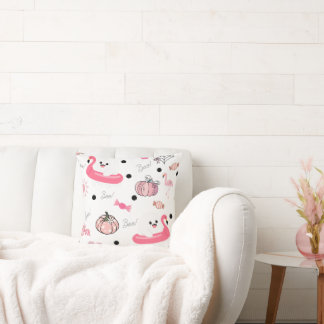 Coussin Cute Tropical Halloween – Ghosts & Flamingos
