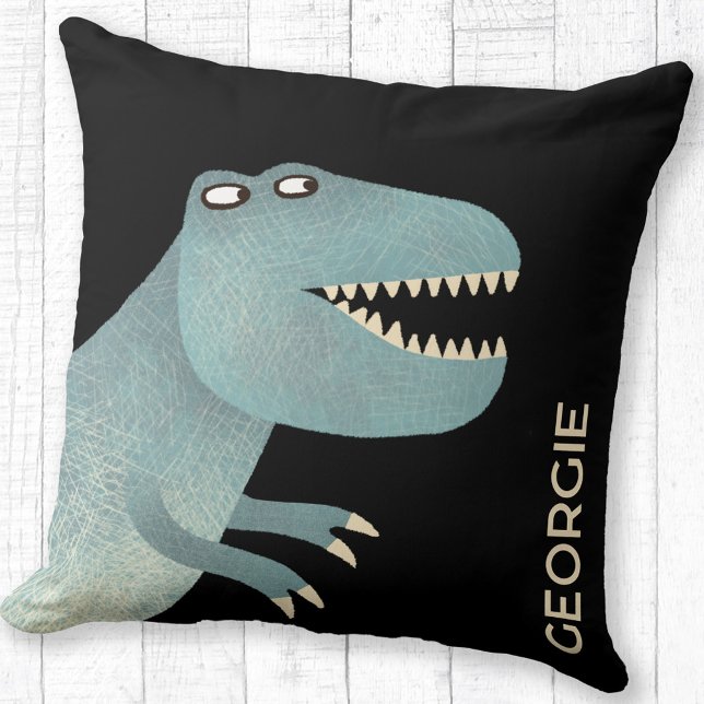 Coussin Cute Tyrannosaurus Rex Dinosaur Personnalisé (Tyrannosaurus Rex dinosaur personalized custom name throw pillow)