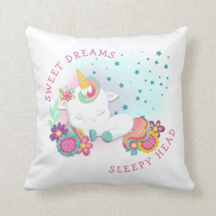 Coussin Cute Unicorn Nom Sweet Dreams Tête Sleepy Fille