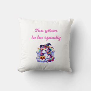 Coussin Cute Unicorn Witch Illustration – "Too Glam to Be 