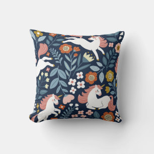 Coussin Cute Unicornes Floral Vintage Motif