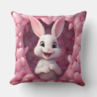 Coussin Cute Valentine Bunny Throw Pillow