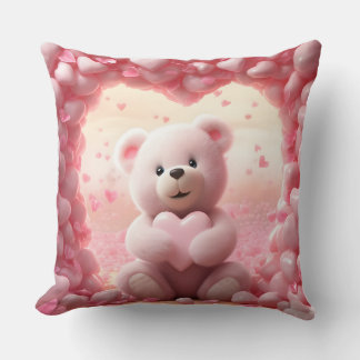 Coussin Cute Valentine Teddy Bear Throw Pillow