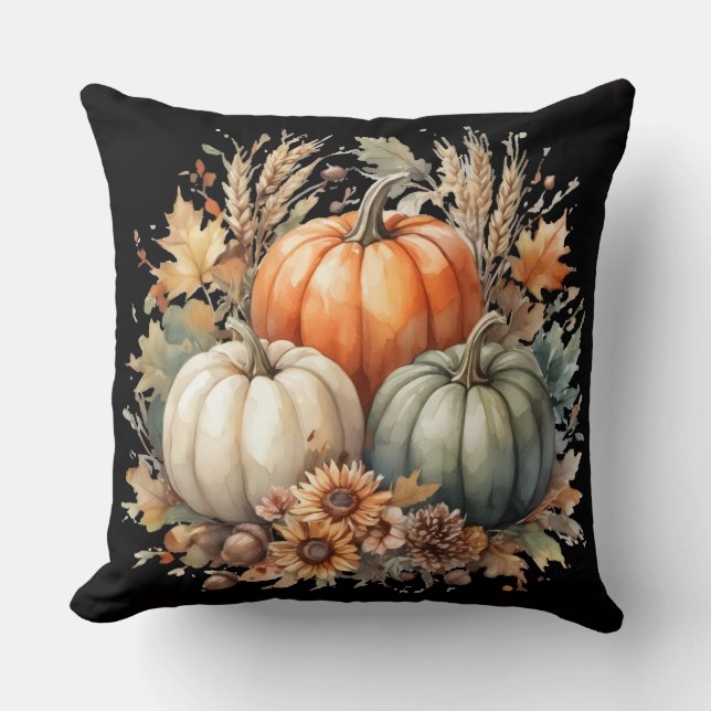 Coussin Cute watercolor pumpkin  (Recto)