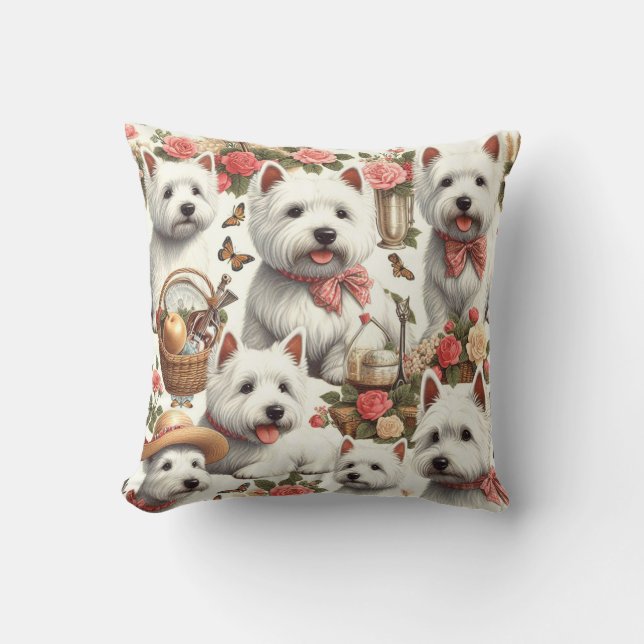 Coussin Cute West Highland White Terrier sans fil (Recto)