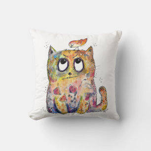 Coussin Cute Whimsical Chat Ennuyé