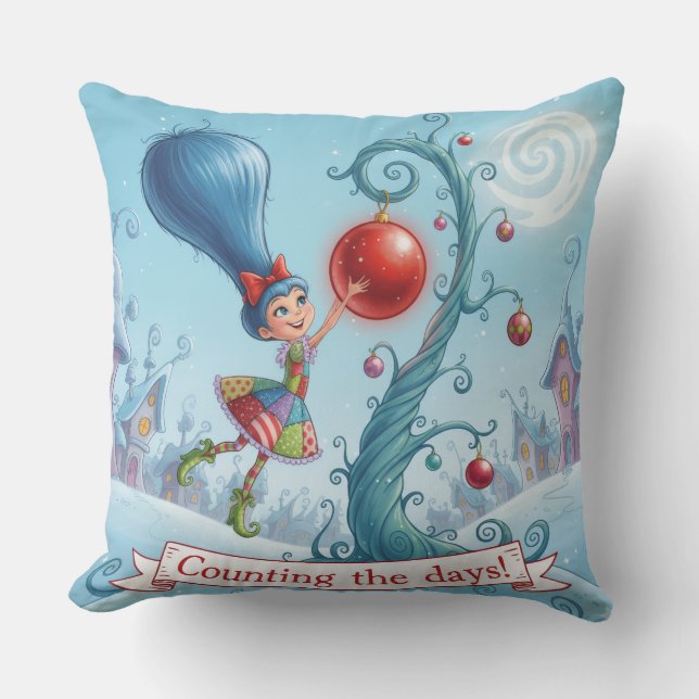Coussin Cute Whimsical Christmas Counting the days - (Recto)