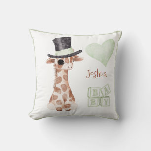 Coussin Cute Woodland Animal Giraffe Nom de coeur Nursery