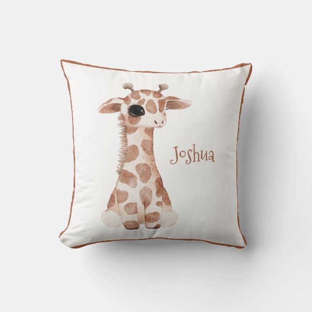 Coussin Cute Woodland Animal Giraffe Nom Nursery (Recto)