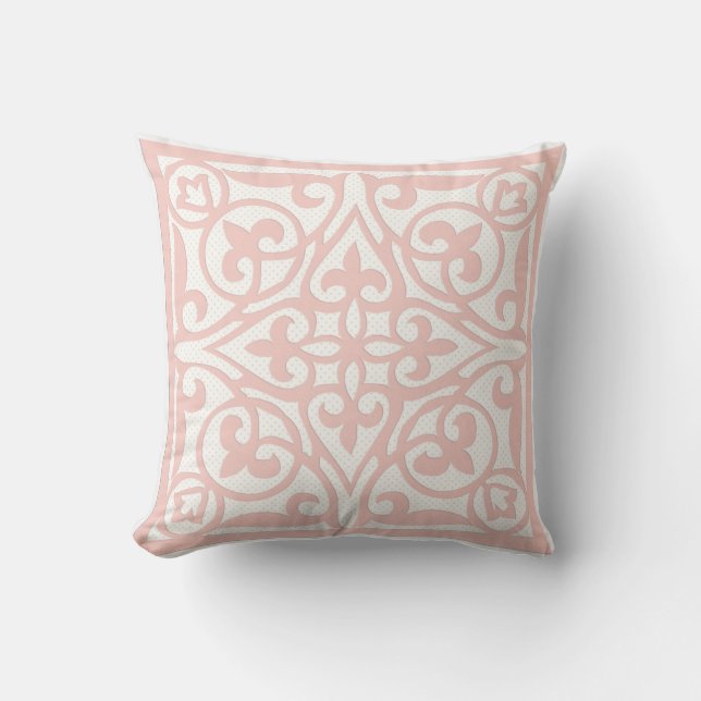 Coussin Cutwork suisse de point au-dessus de toile - rose (Recto)