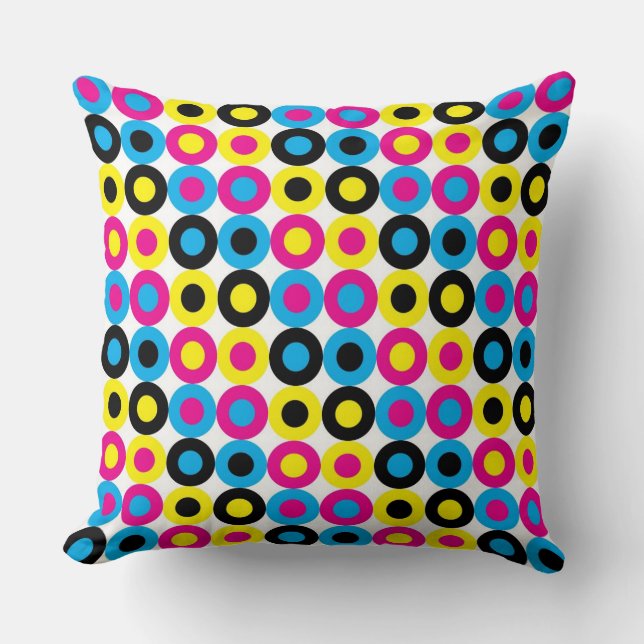 Coussin Cyan, magenta, jaune, points noirs (Recto)