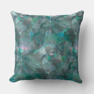 Coussin Cyan verdâtre tacheté sur plâtre mural inachevé