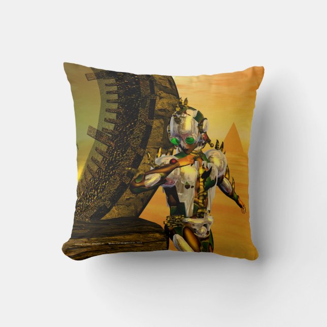 Coussin CYBORG TITAN, DÉSERT HYPERION Science-fiction Scif (Recto)