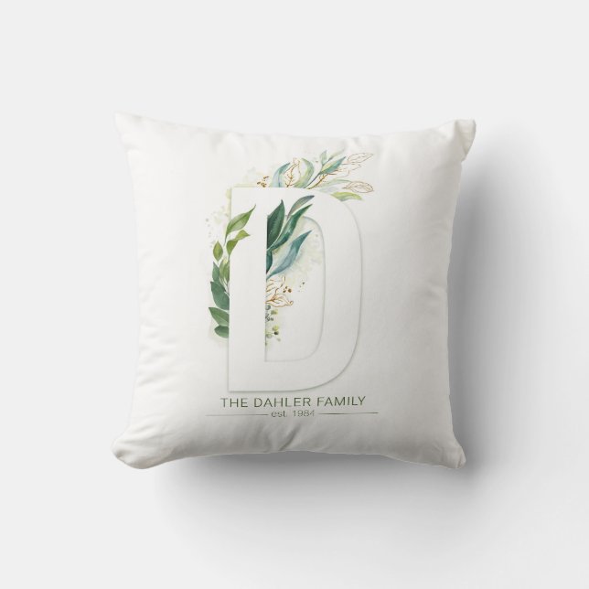 Coussin D Monogramme Élégant Gold Greenergie Nom de famill (Recto)
