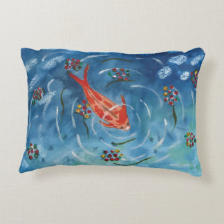 Coussin d'Accent Aquarelle de Carpes Koï Paisibles