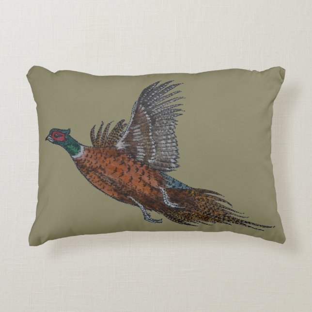 Coussin d'accent de faisan en vol (Devant)