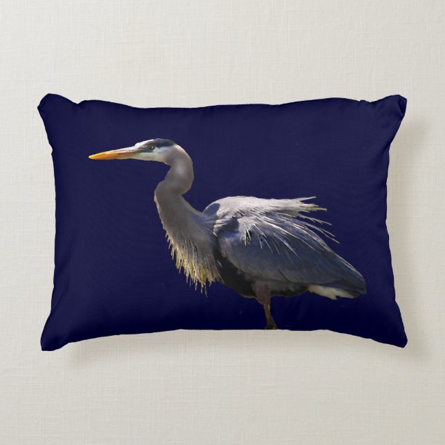 Coussin d'accent de héron de grand bleu (Devant)