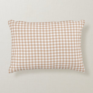 Coussin d'accent de motif de guingan d'amande